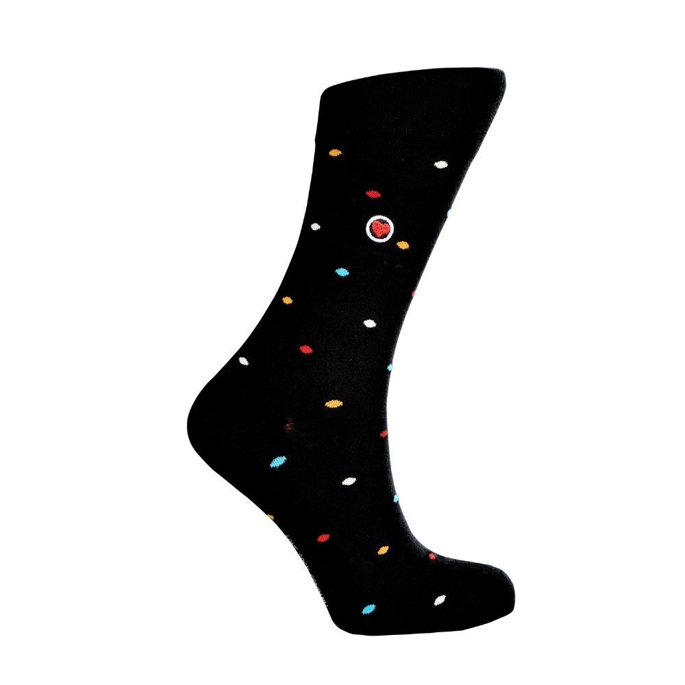 The Best Women's Crew Socks: Performance Organic Cotton with Arch Support - Mini Polka Black