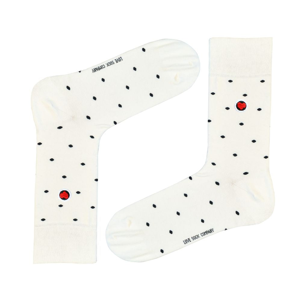 Premium Trouser Socks: Zero-Slip Fit with Organic Cotton - Mini Polka White