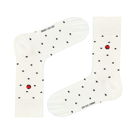 Women's Crew Socks - Mini Polka White — organic cotton socks by Love Sock Company