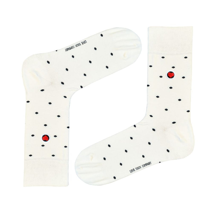 Women's Crew Socks - Mini Polka White — organic cotton socks by Love Sock Company