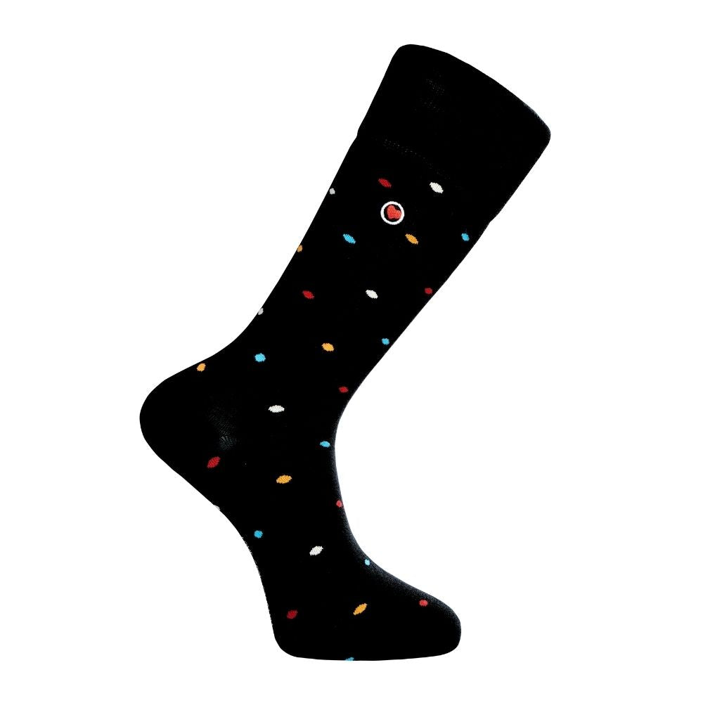 Premium Colorful Polka Dot Mid-Calf Sock - Zero-Sag, Fine Cotton - Mini Polka Black