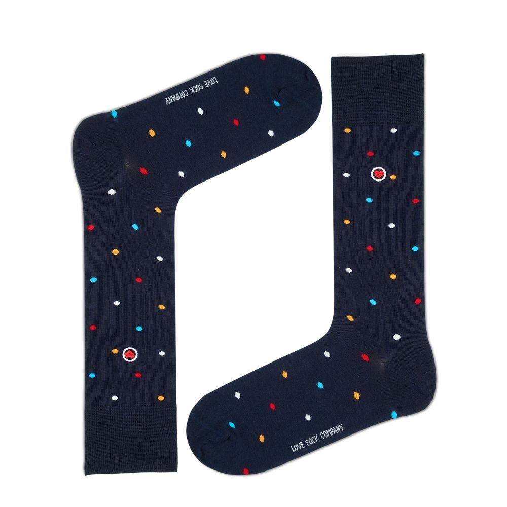 The Non-Binding Premium Men's Mid-Calf Dress Socks - Mini Polka Navy