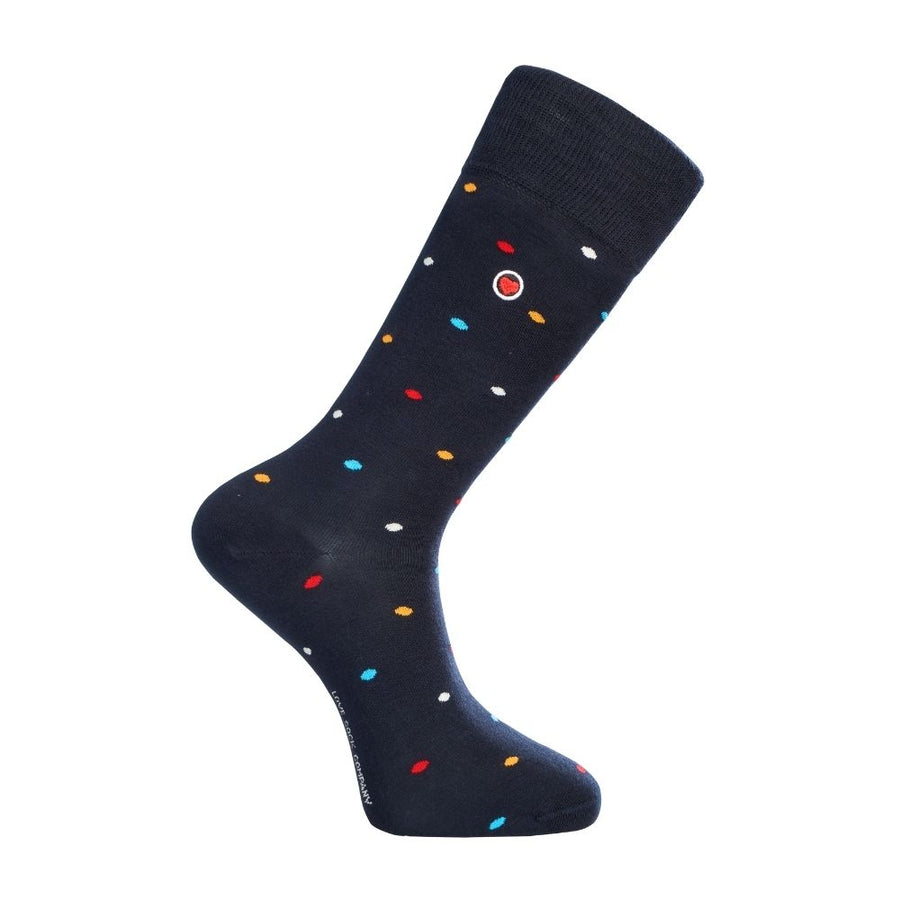 Men's Mid-Calf Dress Socks - Mini Polka Navy — organic cotton socks by Love Sock Company