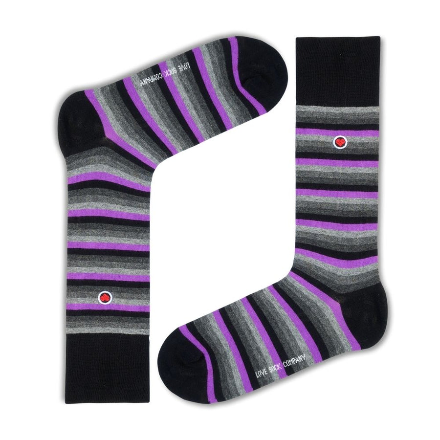 Men's Mid-Calf Dress Socks - Love Stripes Grey — organic cotton socks by Love Sock Company
