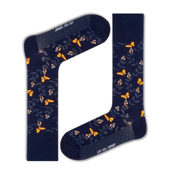 Premium Butterfly Pattern Mid-Calf Dress Sock for Men - Seamless Comfort