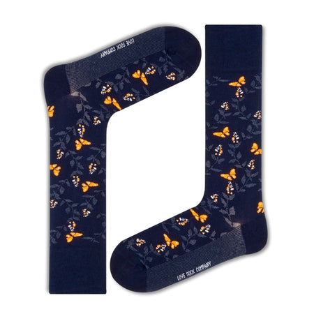 Premium Butterfly Pattern Mid-Calf Dress Sock for Men - Seamless Comfort