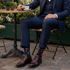 Premium Butterfly Pattern Mid-Calf Dress Sock for Men - Seamless Comfort
