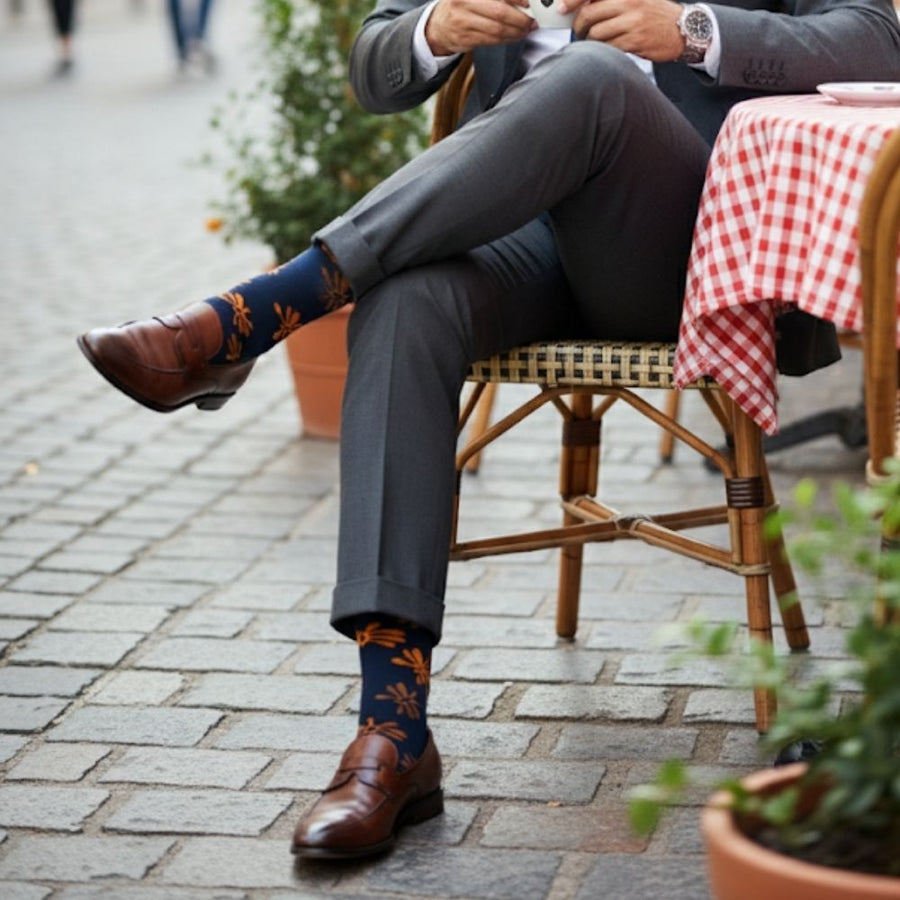 Men's Mid-Calf Dress Socks - Flowers — organic cotton socks by Love Sock Company