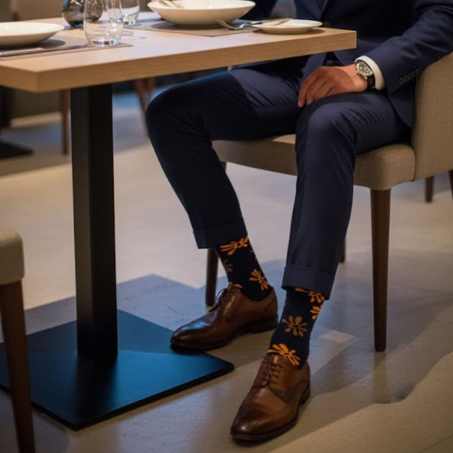 Men's Mid-Calf Dress Socks - Flowers — organic cotton socks by Love Sock Company