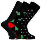 Men's Christmas Gift Pack Black: Ribbed Solid Black, Noel Christmas tree and Star Pattern organic cotton dress socks by Love Sock Company
