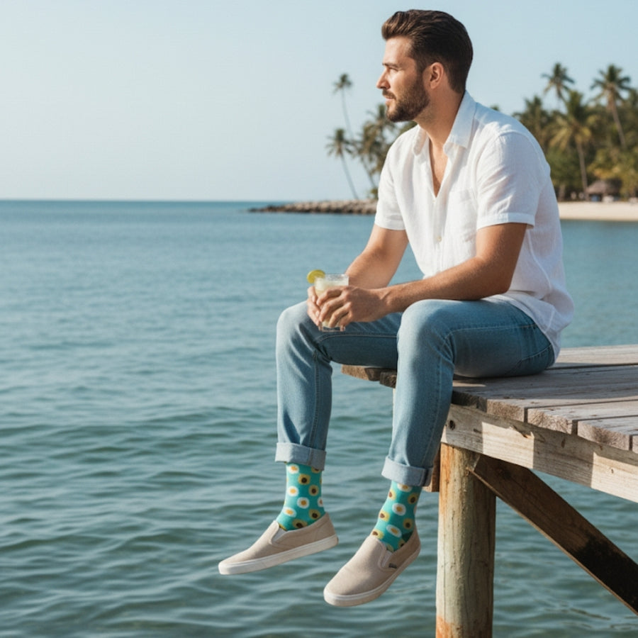 Men's Novelty Crew Socks - Avocado — organic cotton socks by Love Sock Company