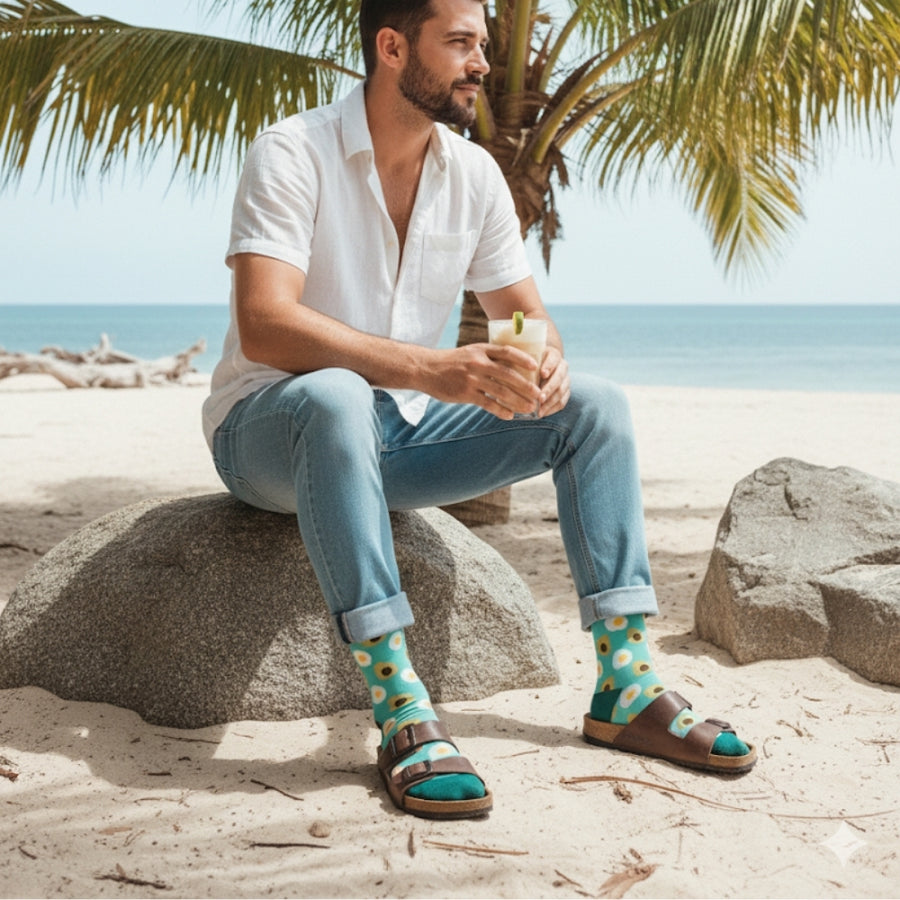 Men's Novelty Crew Socks - Avocado — organic cotton socks by Love Sock Company
