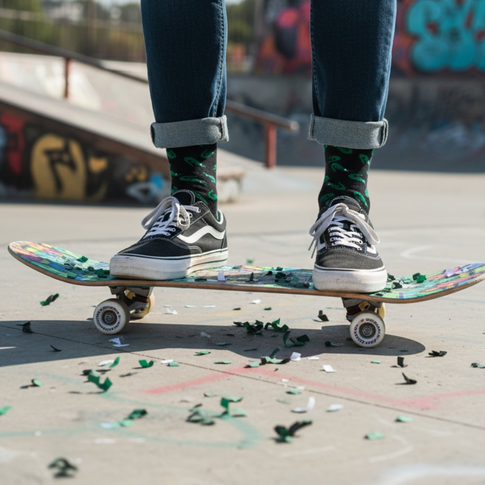 Premium Seamless Crew Socks - Fun Patterns & Stay-Up Organic Cotton - Alligator