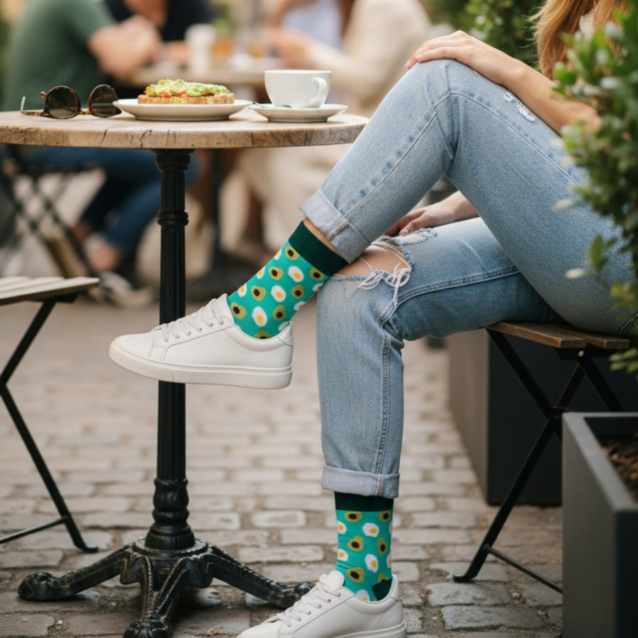 Women's Novelty Crew Socks - Avocado — organic cotton socks by Love Sock Company