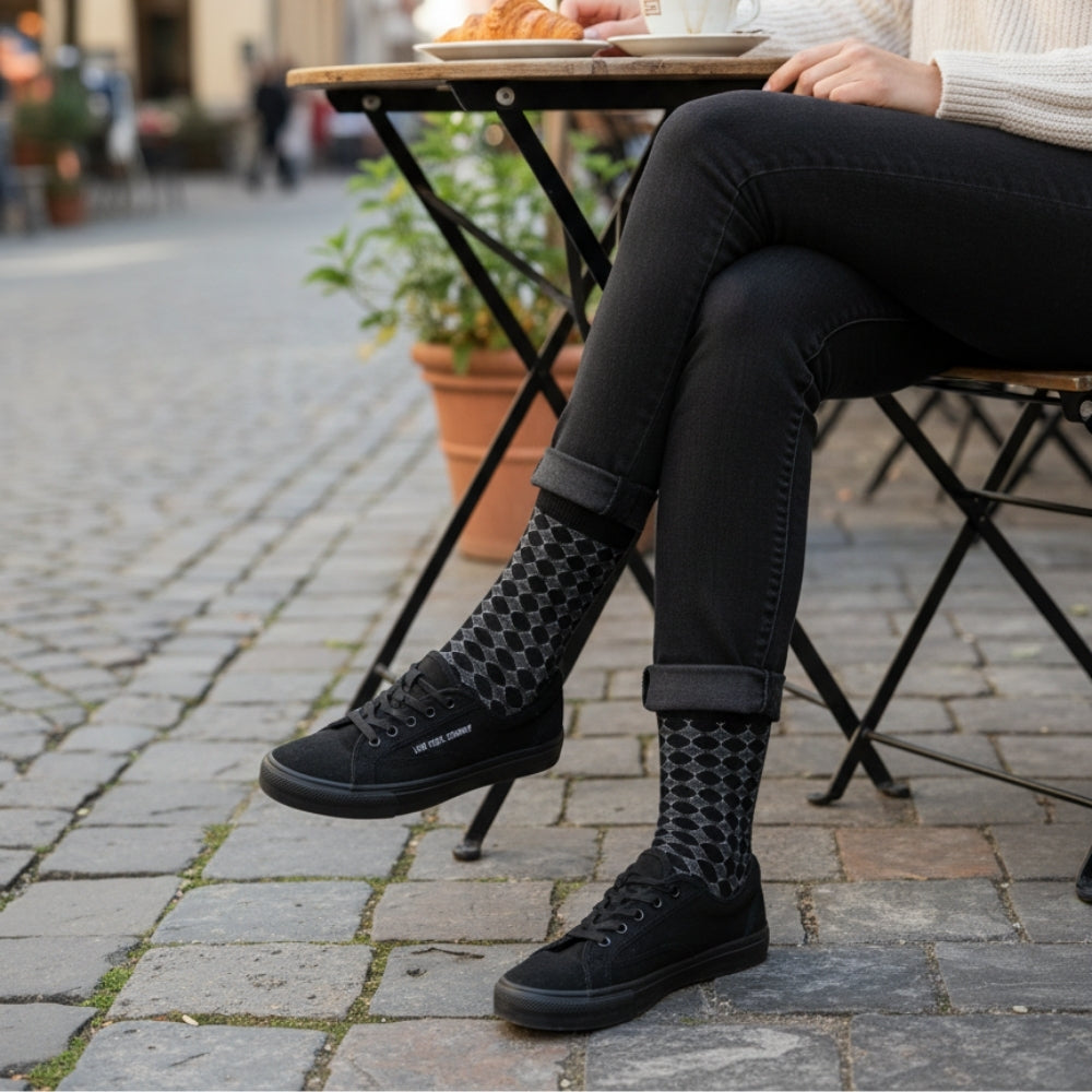 Premium Trouser Socks: Zero-Slip Fit with Organic Cotton - Circles