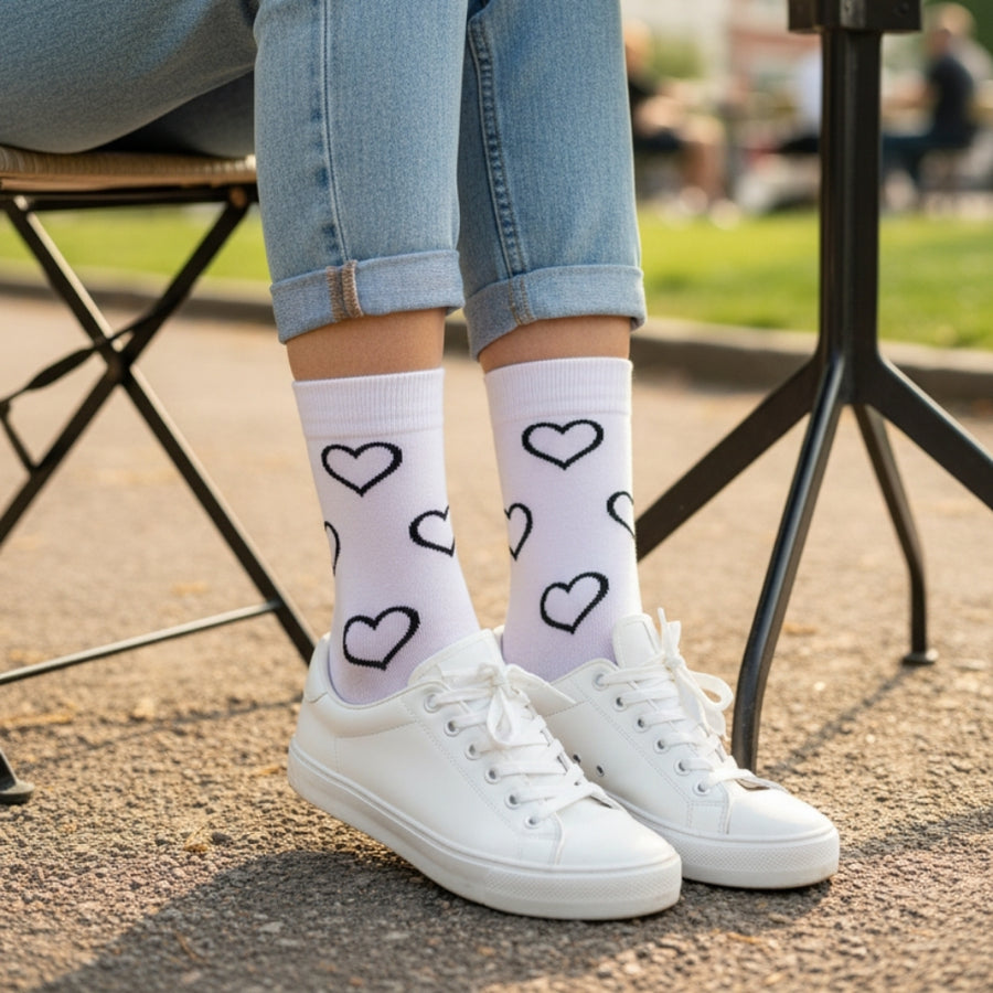 Crew Hearts Dress Socks White — organic cotton socks by Love Sock Company