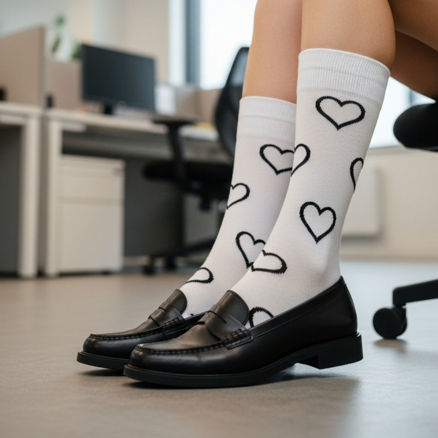 Crew Hearts Dress Socks White — organic cotton socks by Love Sock Company