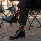 Premium Colorful Polka Dot Men's Mid-Calf Sock - Zero-Sag, Fine Cotton - Big Polka Black