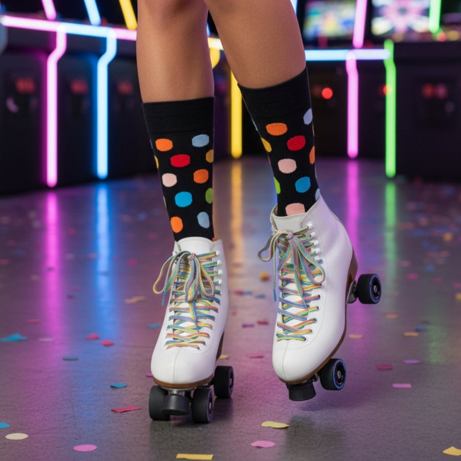 Women's Crew Dress Socks - Big Polka Black — organic cotton socks by Love Sock Company