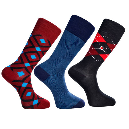 Men's Mid-Calf Dress Socks  - Organic Cotton - Colorful Fun Pattern - Love Sock Company -Deluxe