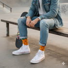 Premium Seamless Crew Socks - Fun Patterns & Stay-Up Organic Cotton - Burger