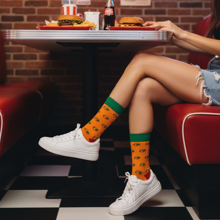 Women's Seamless Crew Socks - Burger — organic cotton socks by Love Sock Company