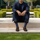 Premium Butterfly Pattern Mid-Calf Dress Sock for Men - Seamless Comfort