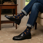 Premium Butterfly Pattern Mid-Calf Dress Sock for Men - Seamless Comfort