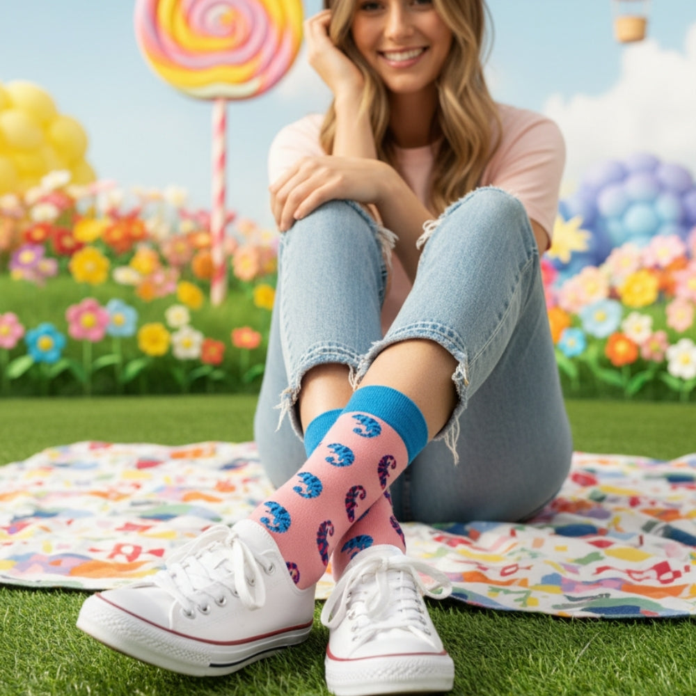 Women's Fun Novelty Crew Socks - Organic Cotton Gift - Chameleon