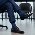 Luxury Organic Cotton Checker Socks - Stay-Up Mid-Calf Fit - Blue