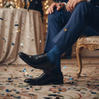 Luxury Organic Cotton Checker Socks - Stay-Up Mid-Calf Fit - Blue