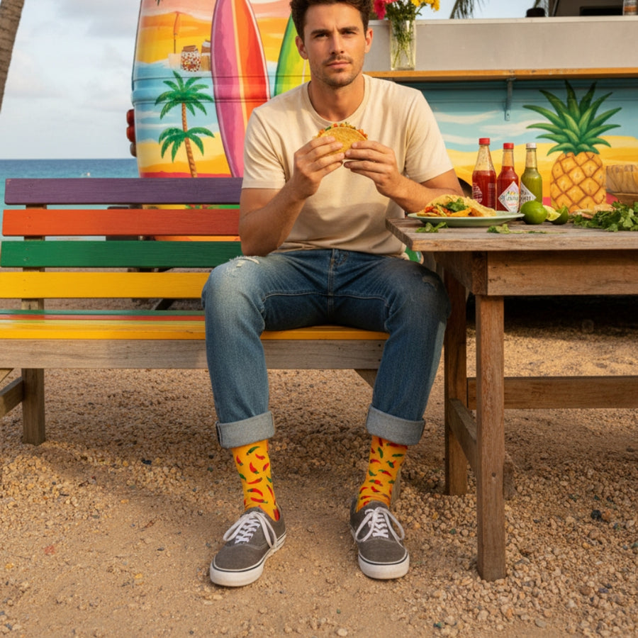 Men's Seamless Crew Socks - Peppers — organic cotton socks by Love Sock Company