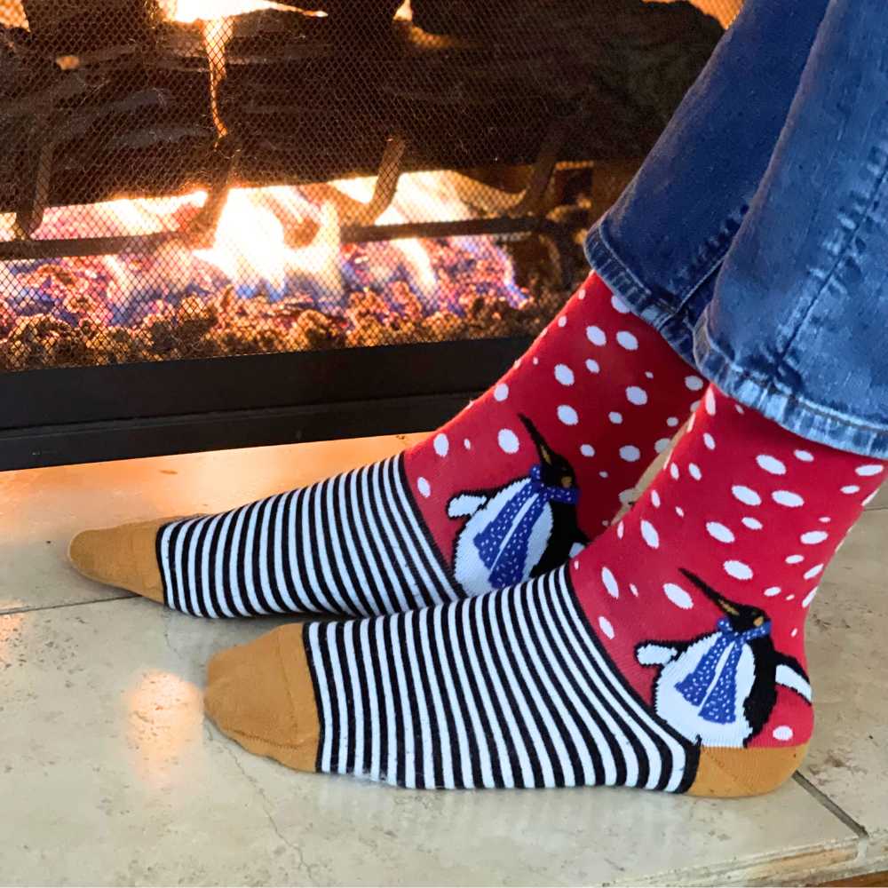 Men’s Christmas Penguin Socks - Organic Cotton