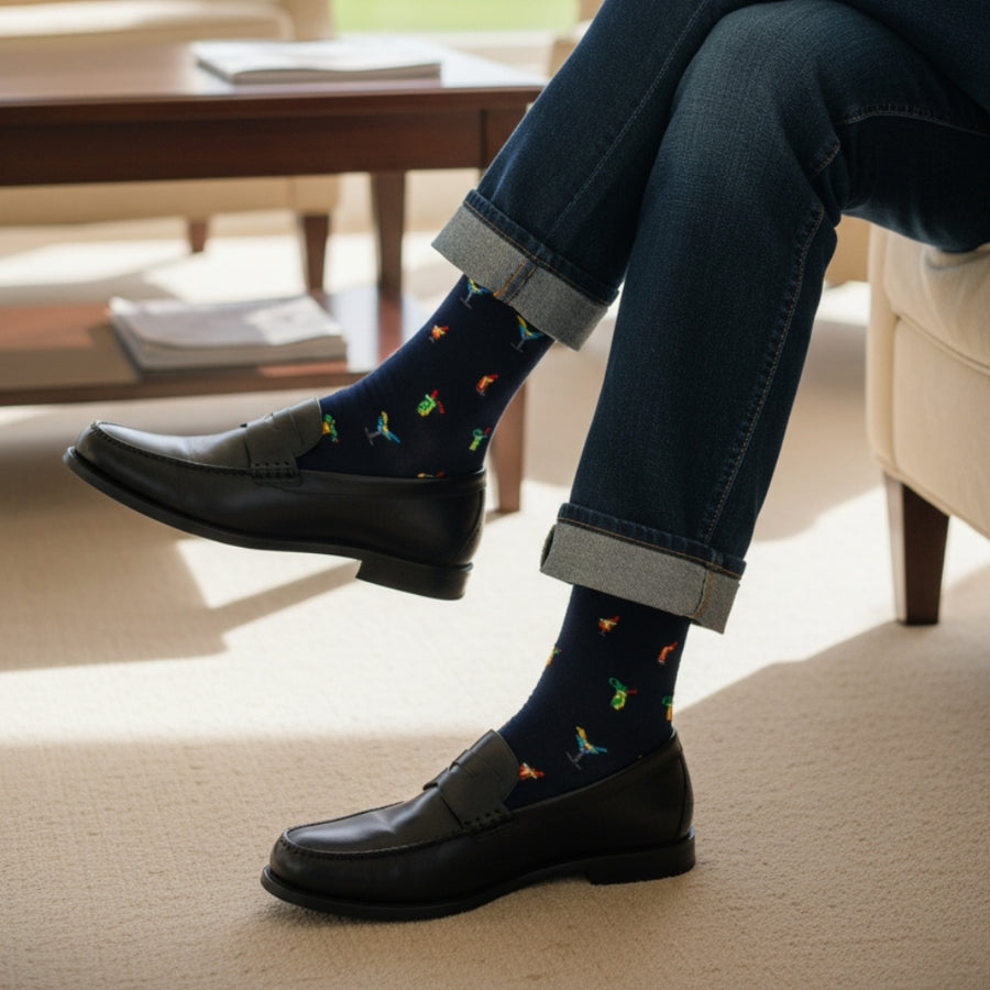 Men's Mid-Calf Dress Socks - Cocktails — organic cotton socks by Love Sock Company