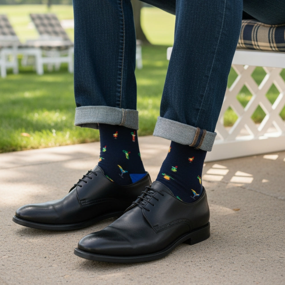 Mid-Calf Cocktails Pattern Sock - Seamless Luxury Organic Cotton