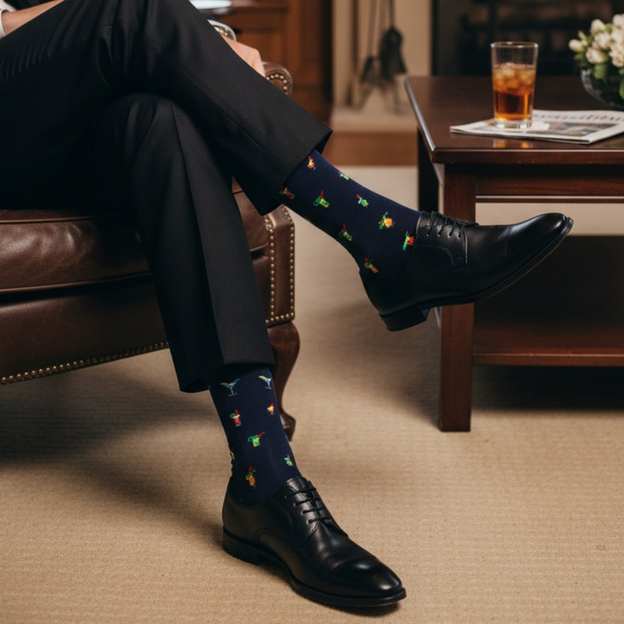 Men's Mid-Calf Dress Socks - Cocktails — organic cotton socks by Love Sock Company