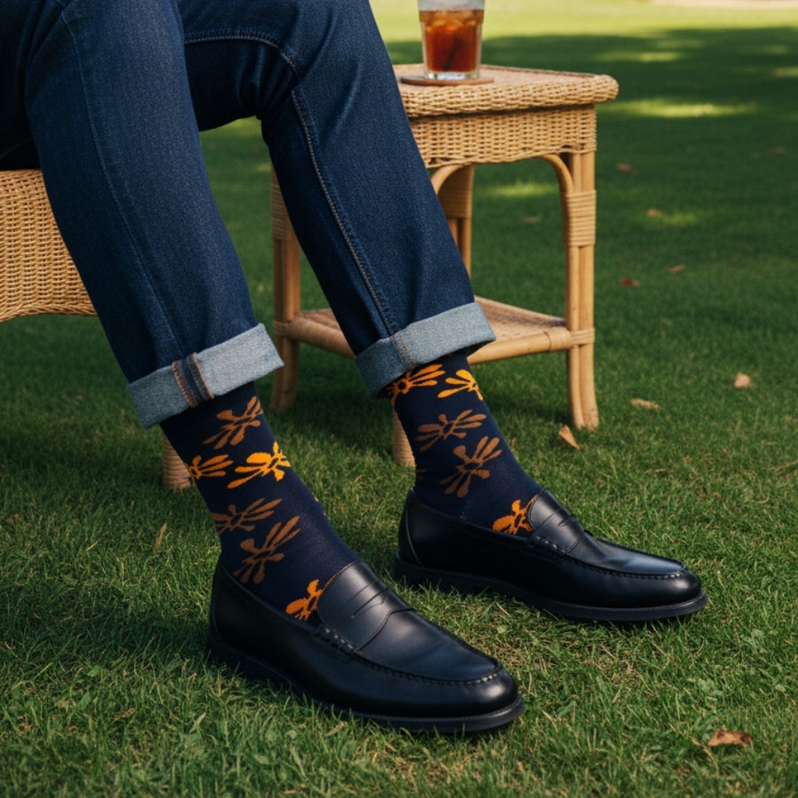 Men's Mid-Calf Dress Socks - Flowers — organic cotton socks by Love Sock Company
