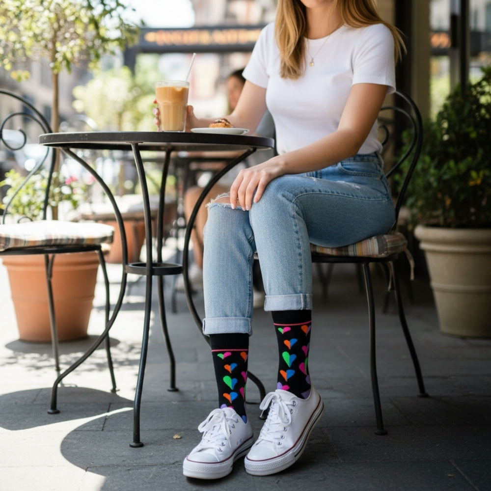 3-Pack Fun Hearts Pattern Crew Socks - Perfect Christmas & Valentine's Gift