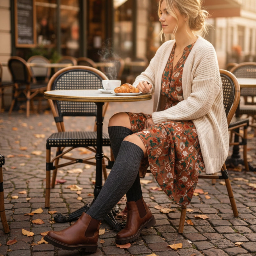 Knee-High Socks - Grey — organic cotton socks by Love Sock Company