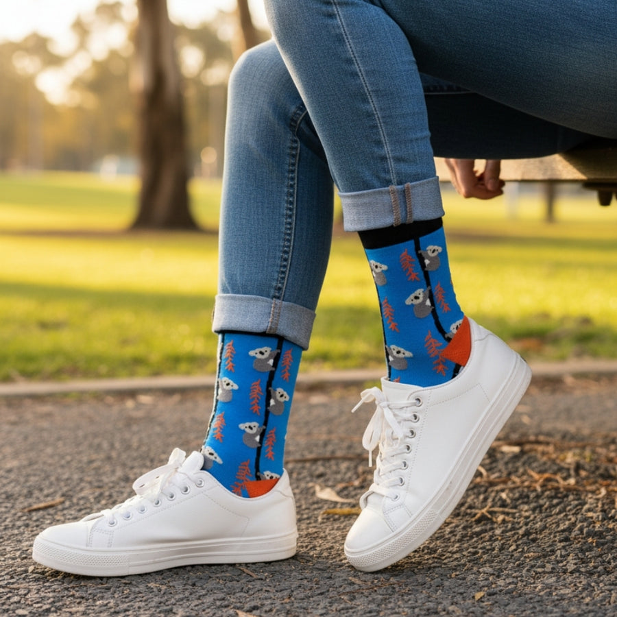 Women's Novelty Crew Socks - Koala — organic cotton socks by Love Sock Company
