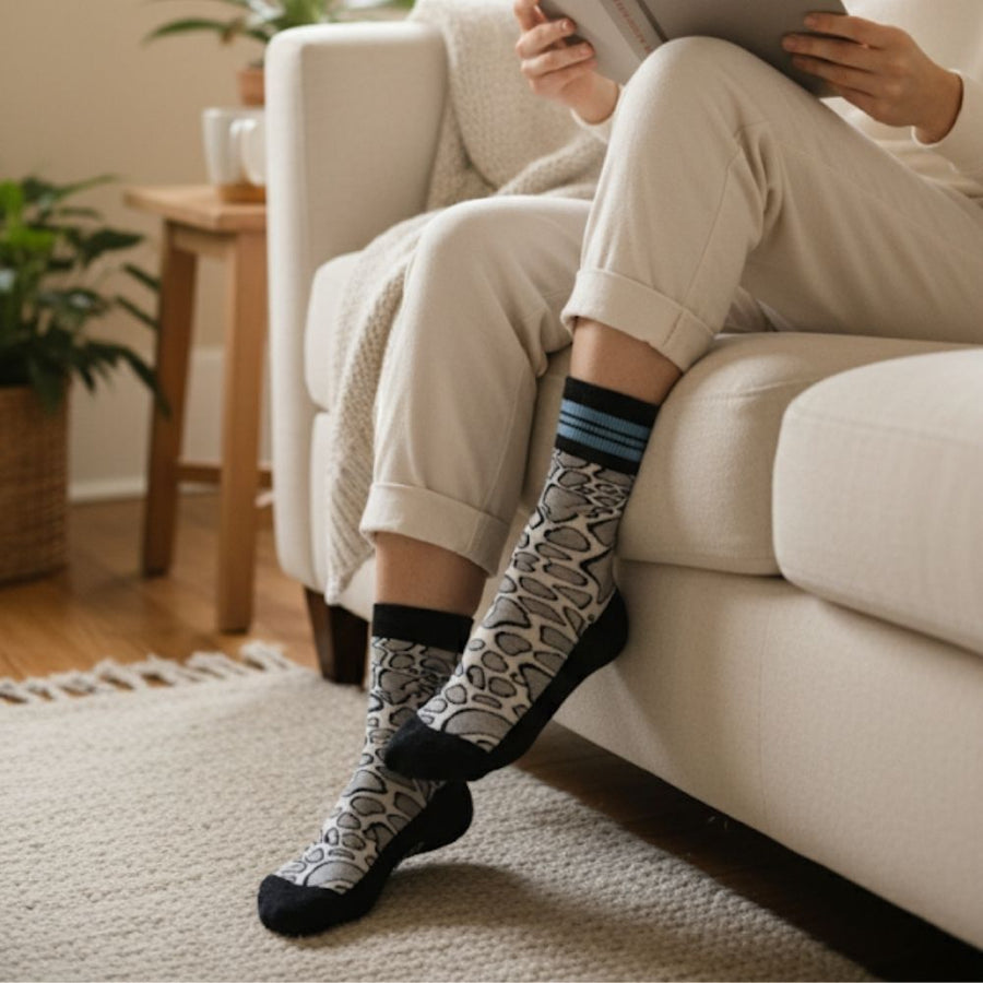 Quarter Grey Leopard — organic cotton socks by Love Sock Company