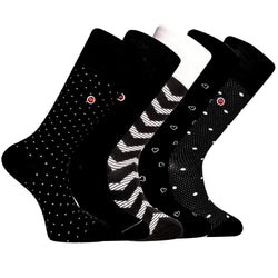 Men’s Mid-Calf Patterned Black Dress Socks