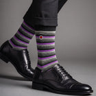 Men's Mid-Calf Dress Socks - Love Stripes Grey
