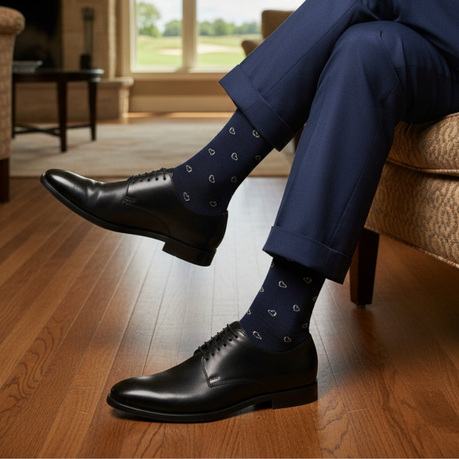 Men's Sock Gift - Mini Hearts Navy — organic cotton socks by Love Sock Company