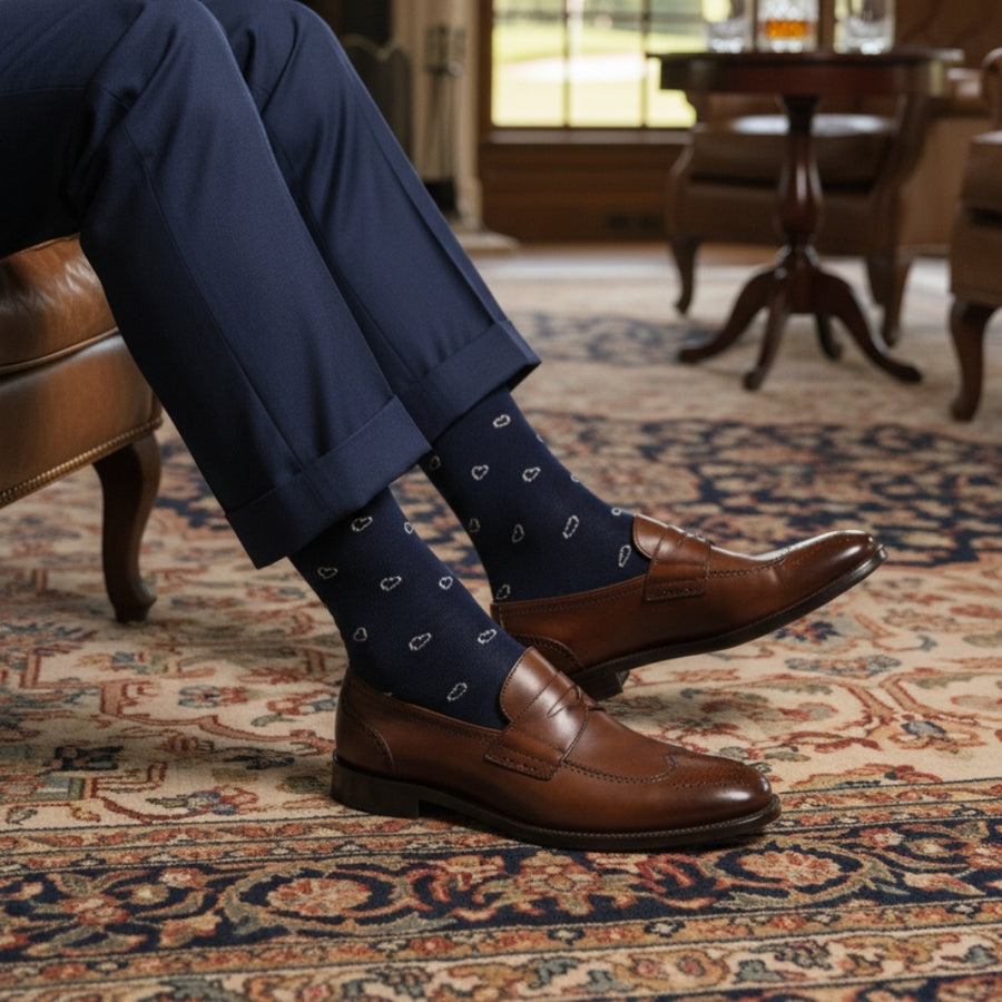 Men's Sock Gift - Mini Hearts Navy — organic cotton socks by Love Sock Company