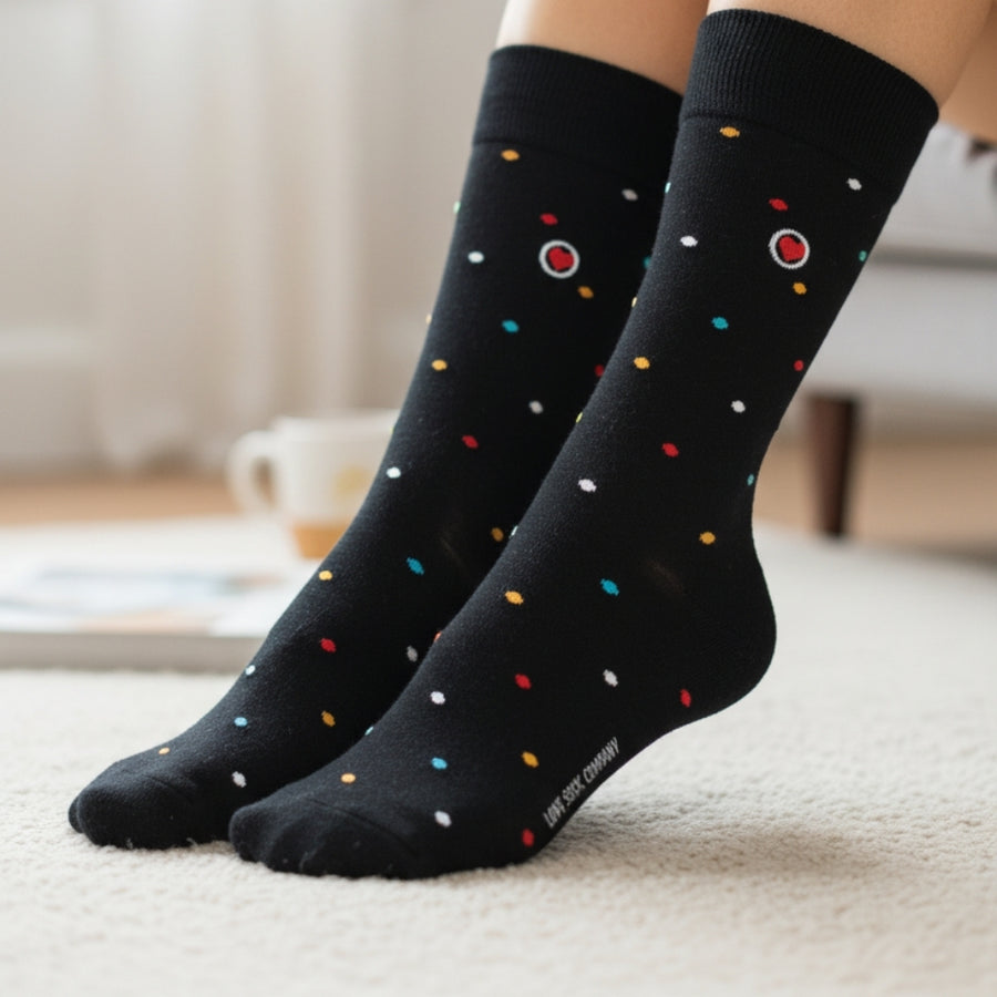 Women's Crew Socks - Mini Polka Black — organic cotton socks by Love Sock Company
