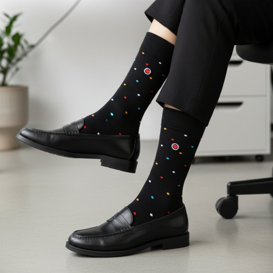 Women's Crew Socks - Mini Polka Black — organic cotton socks by Love Sock Company