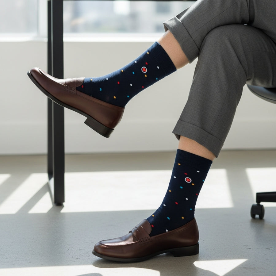 Women's Dress Socks - Mini Polka Navy — organic cotton socks by Love Sock Company