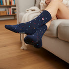 Premium Women's Dress Socks: Zero-Slip Fit with Organic Cotton - Mini Polka Navy
