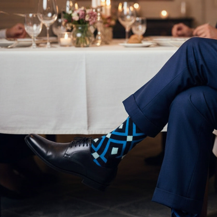 Mirrors Dress Socks - Blue